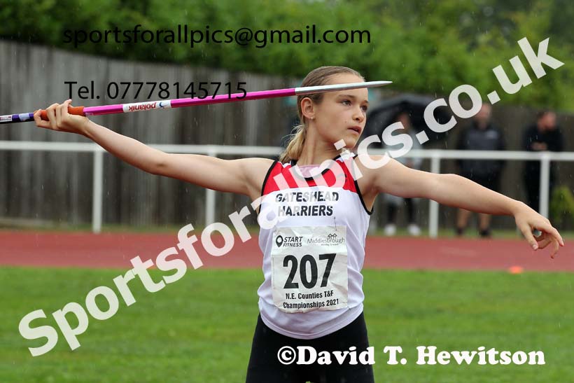 Women and Girls javelin, 2021 North Eastern Track and Field Champs., Middesbrough. Photo: David T. Hewitson/Sports for All Pics